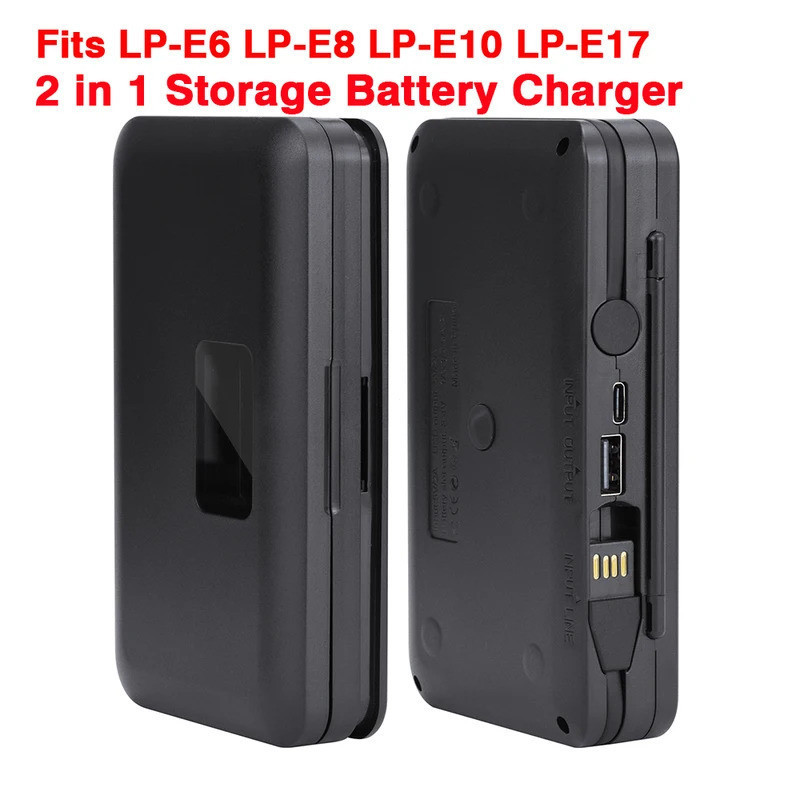 ที่ชาร์จแบตเตอรี่กล้องสําหรับ Canon LP E6 LP-E6 LP E8 LP-E8 LP-E10 LP-E12 LP E17 LP-E17 2 IN 1 Stora