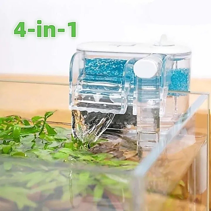 เครื่องกรองแขวนตู้ปลา ระบบ 4-in-1 กรองน้ำ-ให้ออกซิเจน-ดูดของเสีย-สร้างคลื่น ไม่ดูดปลา