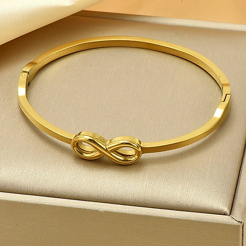 HT สร้อยข้อมือเหล็กไทเทเนียมและสแตนเลสแฟชั่น diseño único con símbolos infinitos