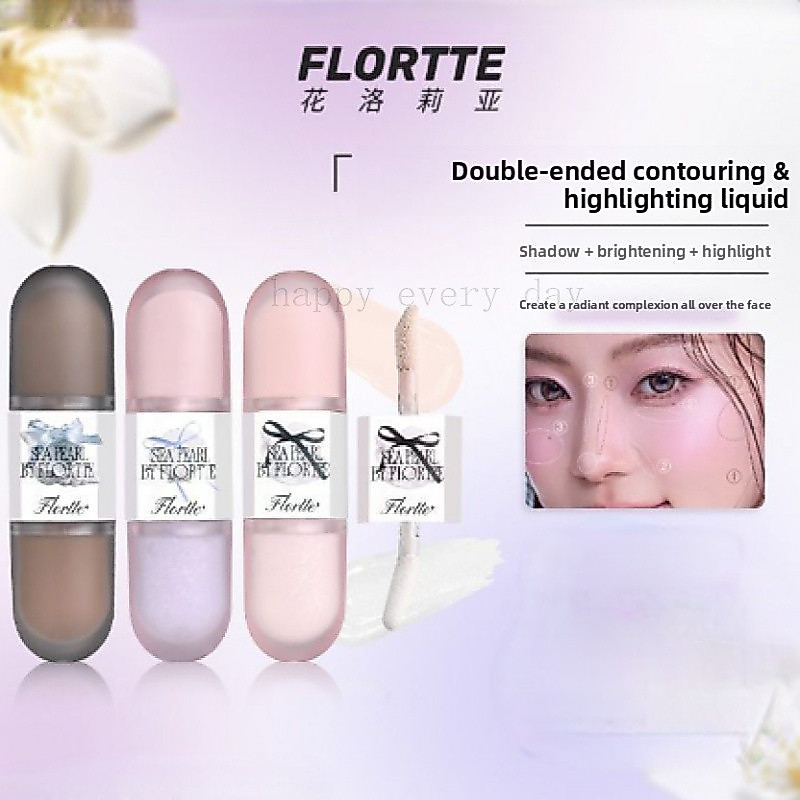 เปิดตัวผลิตภัณฑ์ใหม่ FLORTTE Glass Sea Series Double-Ended Liquid Highlighter สําหรับ Contouring และ Brightening