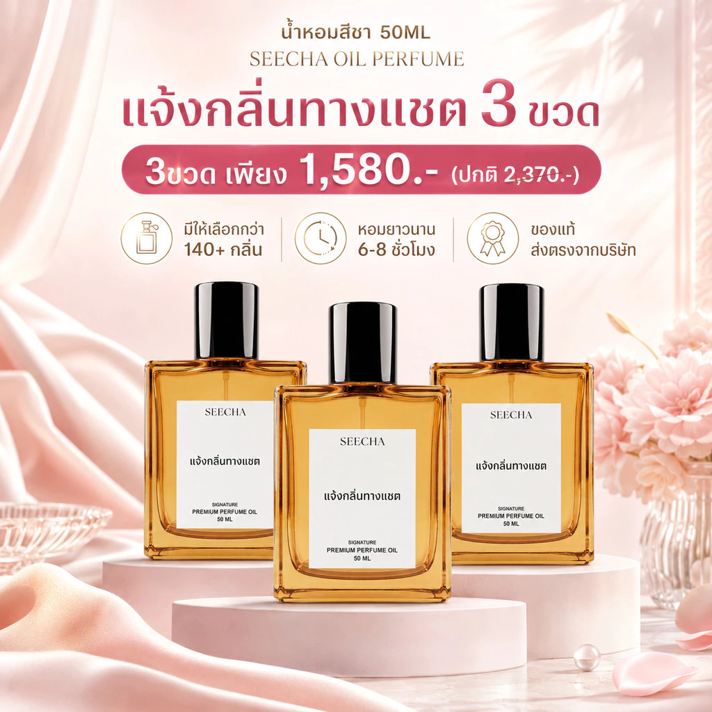 Seecha Oil Perfume ✨แจ้งกลิ่นทางแชต 3 ขวด✨ น้ำหอมสีชา สีชาออยล์ ขนาด 50ml. น้ำหอมออยล์ สีชา