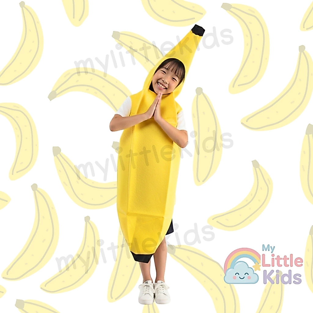 ชุดกล้วย ชุดแฟนซีผัก ชุด Banana ชุดผักผลไม้ สำหรับเด็กและผู้ใหญ่ ใส่ไปงานโรงเรียน ปาร์ตี้ ชุดครอบครัว ผ้าคุณภาพดี สีสดใส