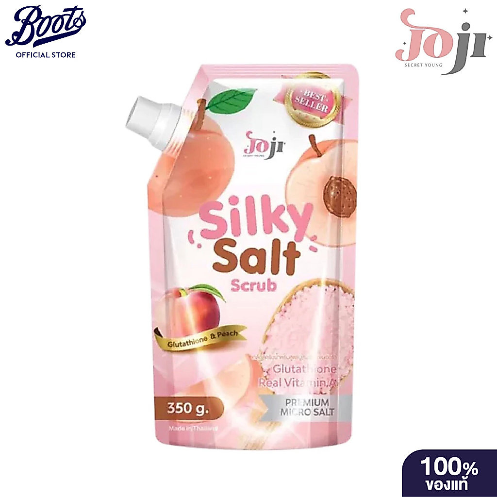 Joji Secret Young Silky Salt Scrub Glutathione & Peach 350G โจจิ ซีเคร็ท ยัง ซิลกี้ ซอลต์ สครับ กลูตาไธโอน แอนด์ พีช 350