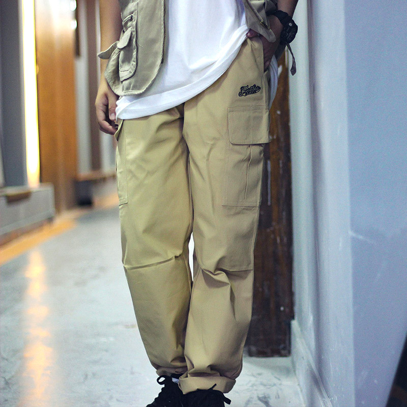 BBOY Street Style popping Retro FUNK Function Hip Hop Hip Hop hiphop กางเกงขายาวกระเป๋า Overalls