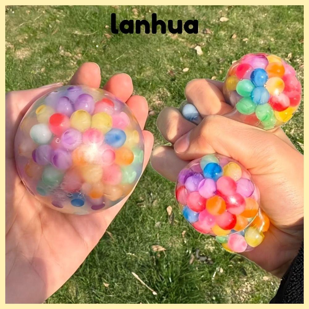 LANHUA Squishy Stress Ball, TPR Squishy Rainbow Bead Stress Ball, Soft Sensory Fidget Ball เด็กผู้ให