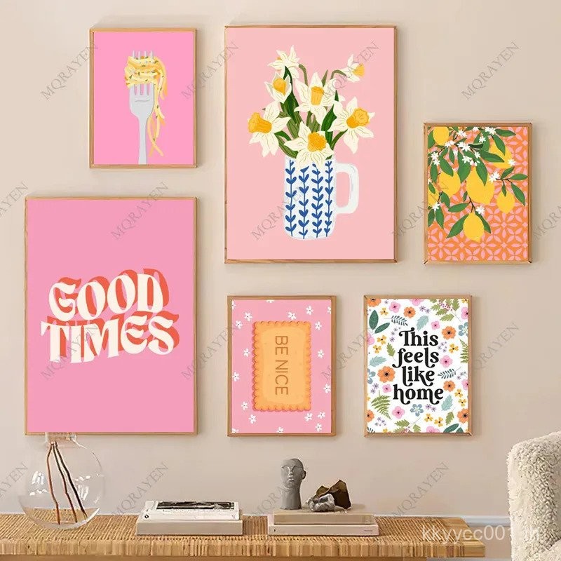 Wonder Positive สาวดอกไม้มะนาว Good Times Be Nice คําคมโปสเตอร์พิมพ์ Wall Art ภาพวาดผ้าใบหญิงความงาม