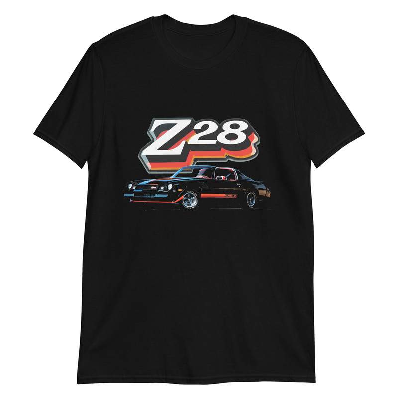 สีดํา 1978 Camaro Z28 T-tops Muscle Car Collector Cars เสื้อยืดแขนสั้น