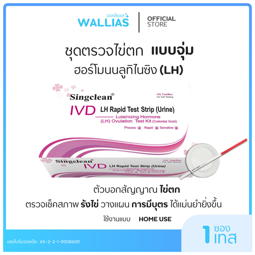 Singclean ชุดตรวจ ฮอร์โมนบลูทิไนซิง ไข่ตก แบบจุ่ม Luteinizing Hormone (LH) Ovulation Test Kit (Collo