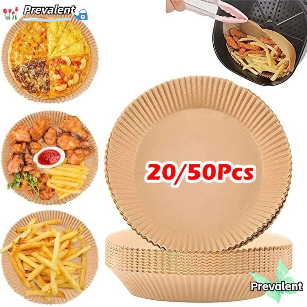 PREVALENT 20/50 ชิ้นกระดาษอบ, Non-Stick Oil Proof Air Fryer กระดาษ, ทนทานทิ้งกันน้ํา Baking Liner สําหรับ Steamer มัฟฟิน Cupcake