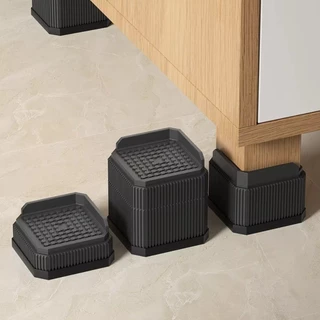 POLI เตียงยก Risers, แผ่นรองฝ่าเท้าเฟอร์นิเจอร์กันลื่นสําหรับงานหนัก, ซักสี่เหลี่ยมกลมแบบปรับได้คุณภาพสูง|รองรับขาโต๊ะเก้าอี้โซฟา