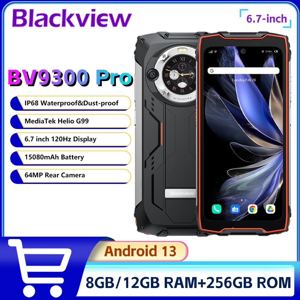 Blackview BV9300 PRO สมาร์ทโฟนที่ทนทาน 12GB + 256GB Helio G99 6.7 โทรศัพท์มือถือ 64MP 15080mAh Dual 