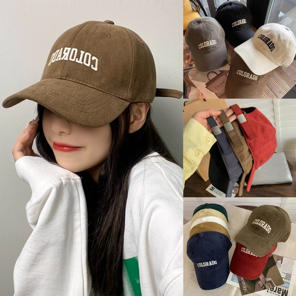 🍊Evelyn🍊หมวกเบสบอล ปักตัวอักษร กันแดด หมวกวินเทจ กลางแจ้ง หลากสี ใหม่ แฟชั่น สำหรับผู้ชายและผู้หญิง พร้อมส่ง