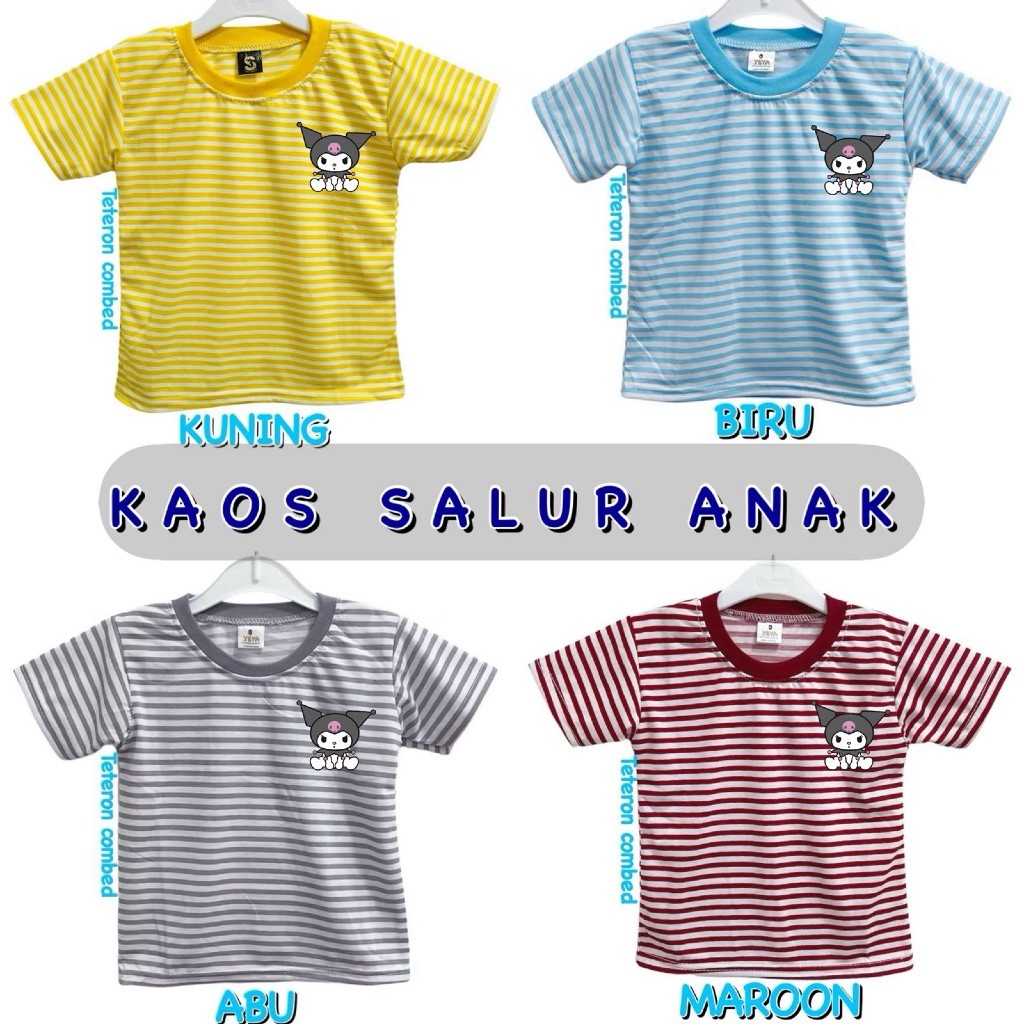 KATUN YEYA - CHILDRENS STRIPED TOP T-SHIRT DTF COTTON T-SHIRT L0G0 KUROMI
