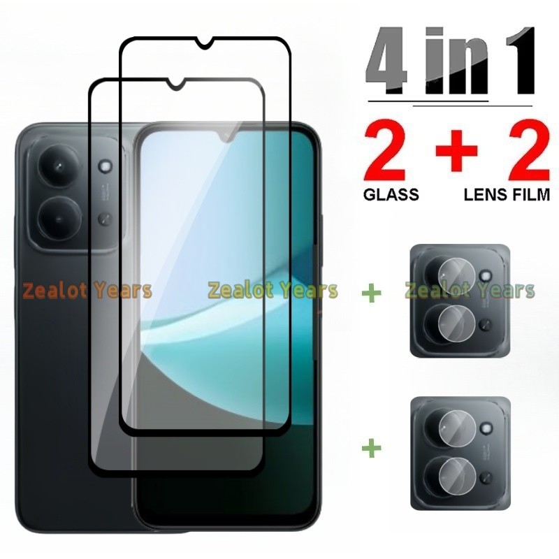 4in1 ป้องกันหน้าจอสําหรับ Xiaomi Redmi 15C 4G 5G กระจกนิรภัยด้านหน้าฟิล์มกล้องเลนส์ป้องกันฟิล์มนุ่ม