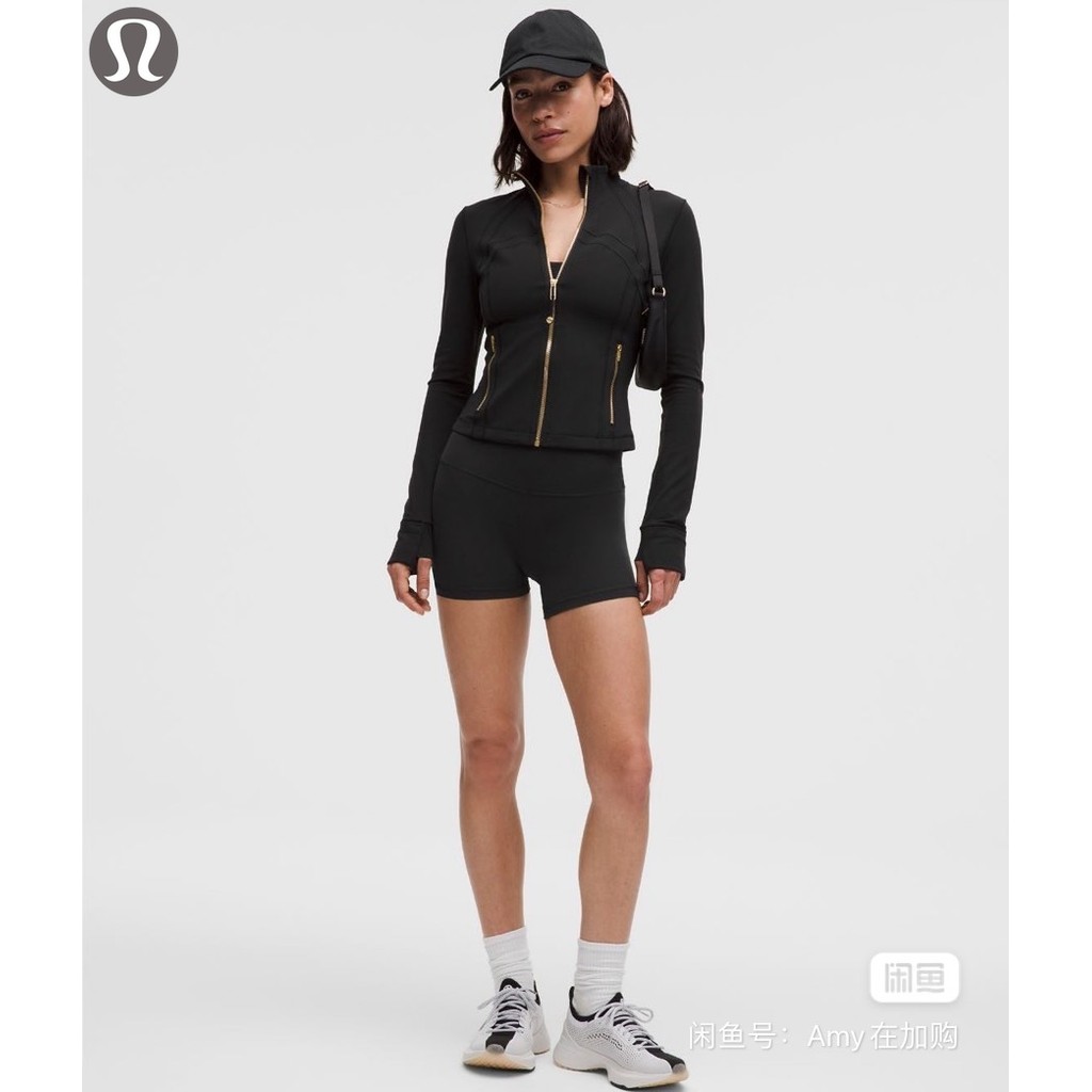 สั้น ! !!! Lululemon ใหม่สั้น Define Stand Collar Jacket Slim Fit กีฬาฟิตเนสเสื้อสําหรับผู้หญิงฤดูใบ