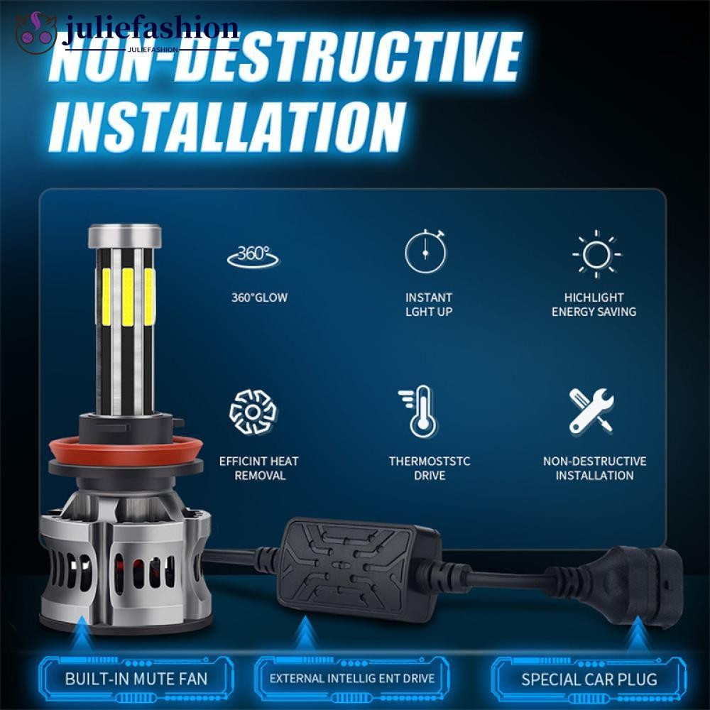 JULIEFASHION 2 ชิ้น 8 ด้าน LED 12 โวลต์ H8 H11 H7 20000LM HB3 9005 HB4 H1 H3 H4 ไฟหน้าหลอดไฟ Canbus 