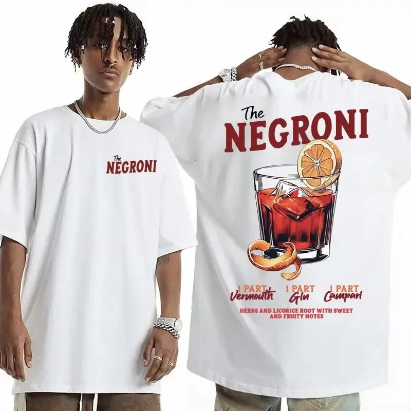 ✨ THE NEGRONI Unisex T-Shirt Cocktail-Themed Pop Art (Meme Style) | Vintage Summer, Short-Sleeve S-3