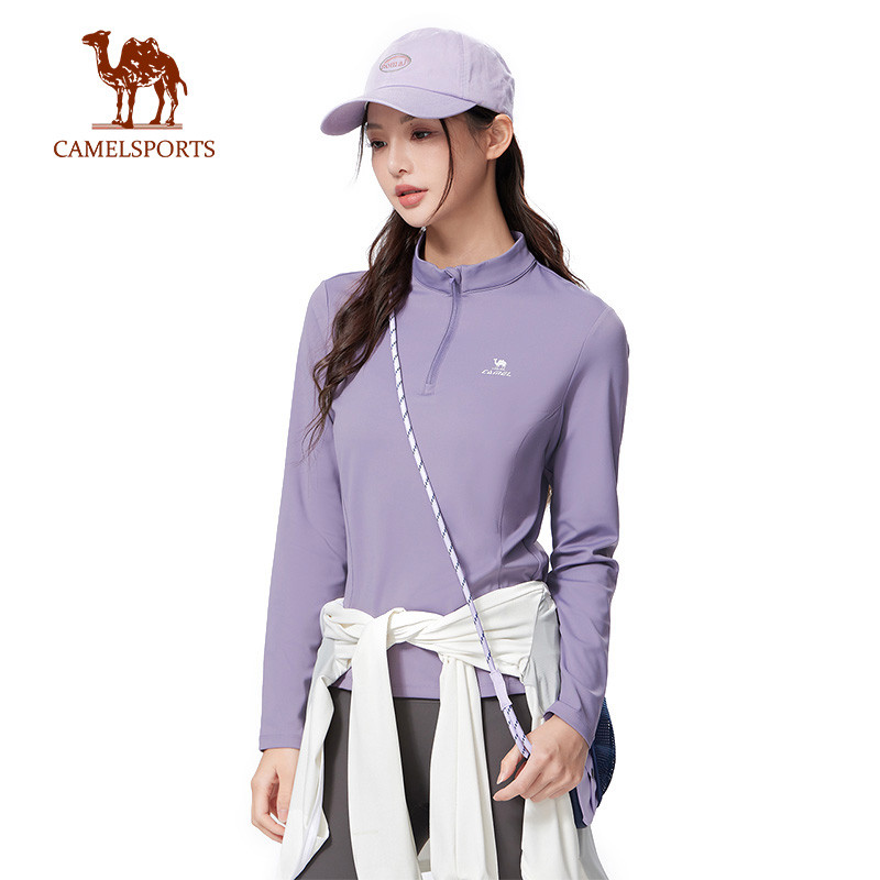 CAMEL SPORTS Women Quick-Drying Sportswear เสื้อยืดแขนยาวสำหรับวิ่งและการออกกำลังกาย