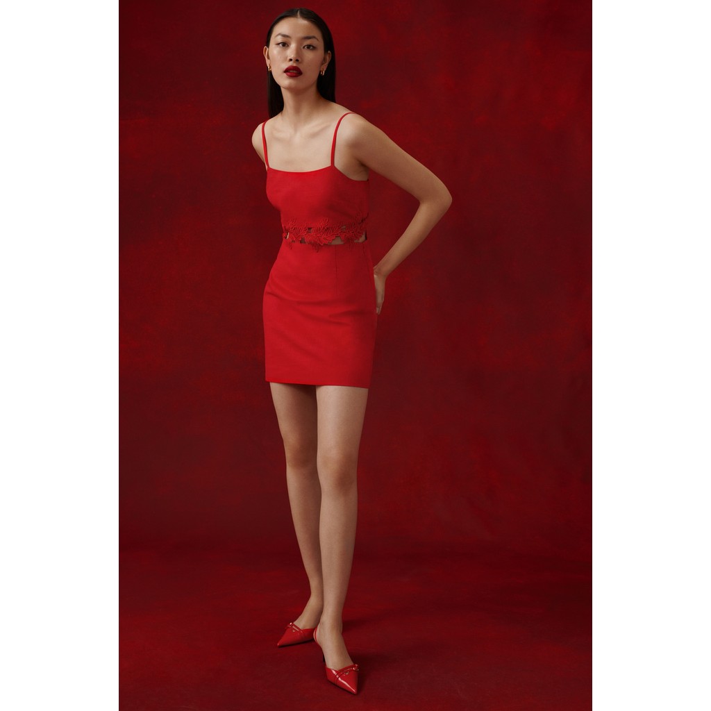 [MANGO] DRESS ARIEL-H /ชุดเดรสสายเดี่ยว Embroidered short dress รุ่น ARIEL-H Ref: 67022535