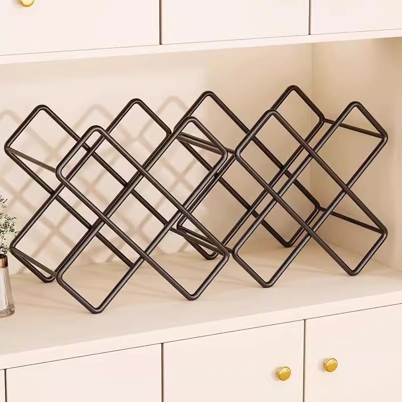 ชั้นวางไวน์แดงครัวเรือนแสงหรูหราชั้นวางไวน์ระดับไฮเอนด์เพชร-รูปตาข่ายชั้นวางไวน์ขวดไวน์เฉียงชั้นเก็บ