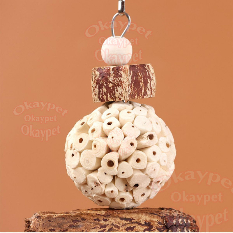 ของเล่นกัดแทะ ของเล่นนกแก้ว ของเล่นนกสําหรับสัตว์เลี้ยงนกนกแก้ว Sola Ball ถั่วธรรมชาติ Pinecone - รูปที่ 6