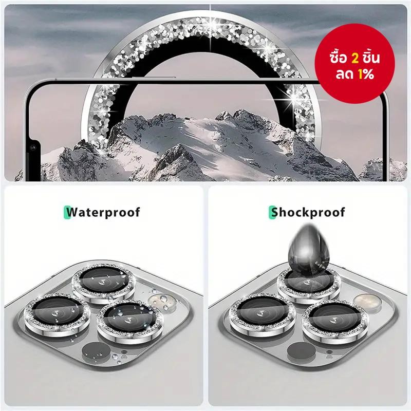 ฟิล์มป้องกันเลนส์โทรศัพท์มือถือสีชมพูแฟลชสดใสใหม่ สีเงินระยิบระยับ สำหรับรุ่น 15 14 13 12 11 14พลัส 