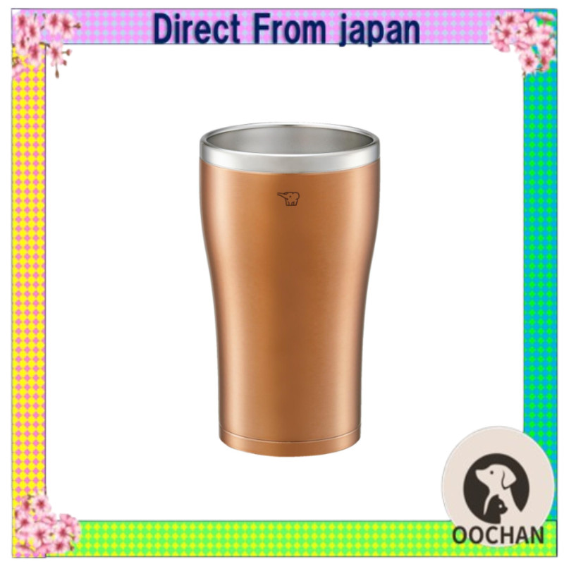 象印マホービン タンブラー 450ml นุ่มนวลในการดื่ม สแตนเลสสูญญากาศ 2 ชั้น โครงสร้างเก็บความร้อนและความเย็น สีทองใส