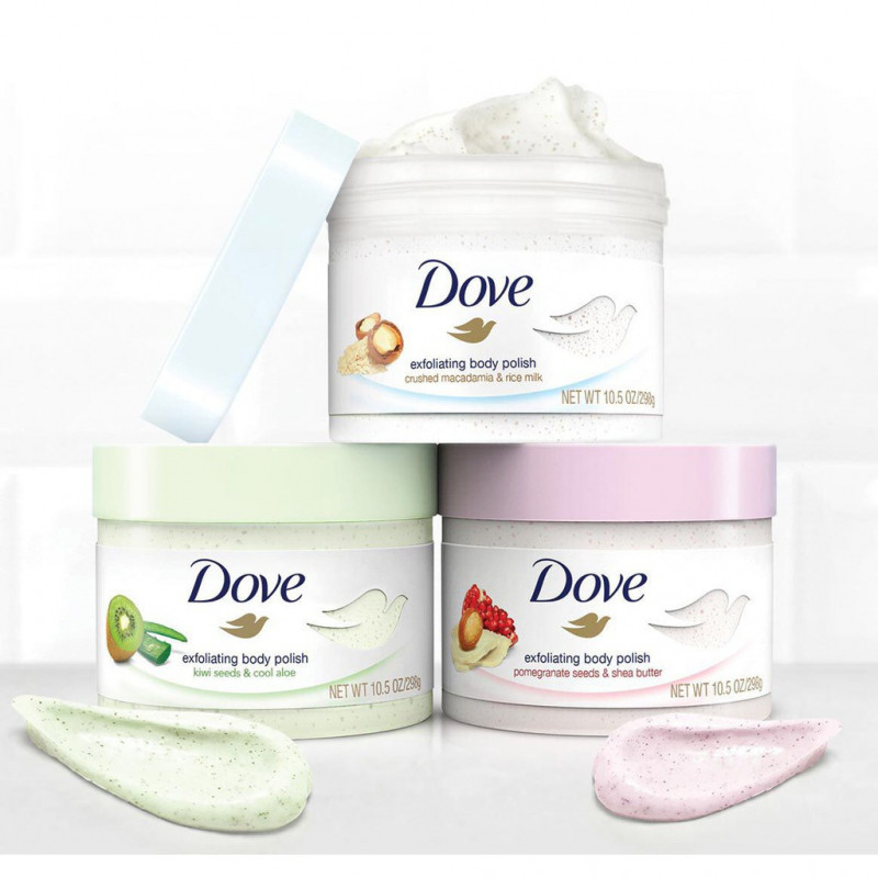 DOVE Body Scrub Lasting Hydration Natural Whitening Deep Cleansing Refreshing 298G Exfoliating Scrub