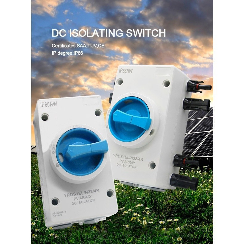 ระบบ PV IP66 DC Isolator Switch Enclosure สําหรับระบบโซลาร์เซลล์ DC Switch Isolator