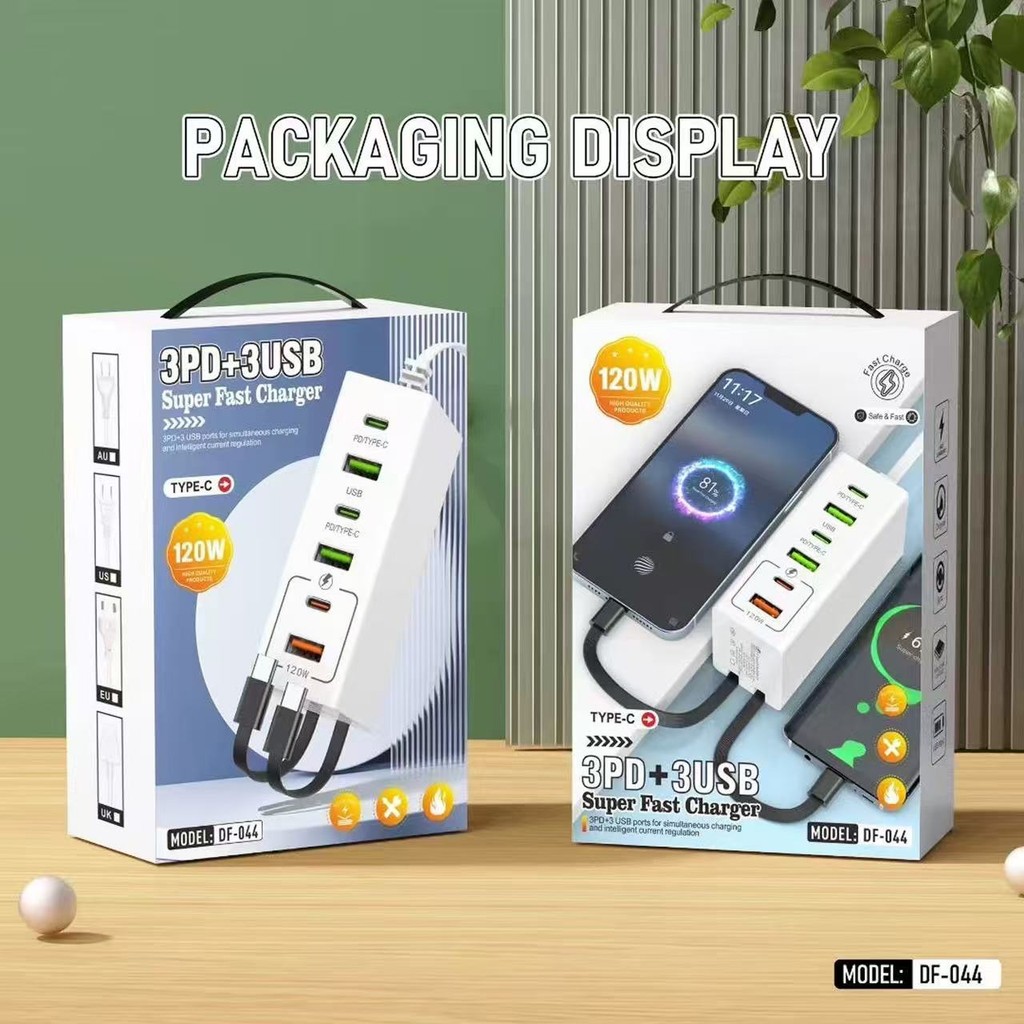 รางปลั๊กไฟ USB 6 ช่อง (3PD+3USB) สายยาว 90 ซม. ปลั๊กพ่วงพกพา TC สองเส้น มาตรฐาน จัดส่งด่วนจากกรุงเทพ