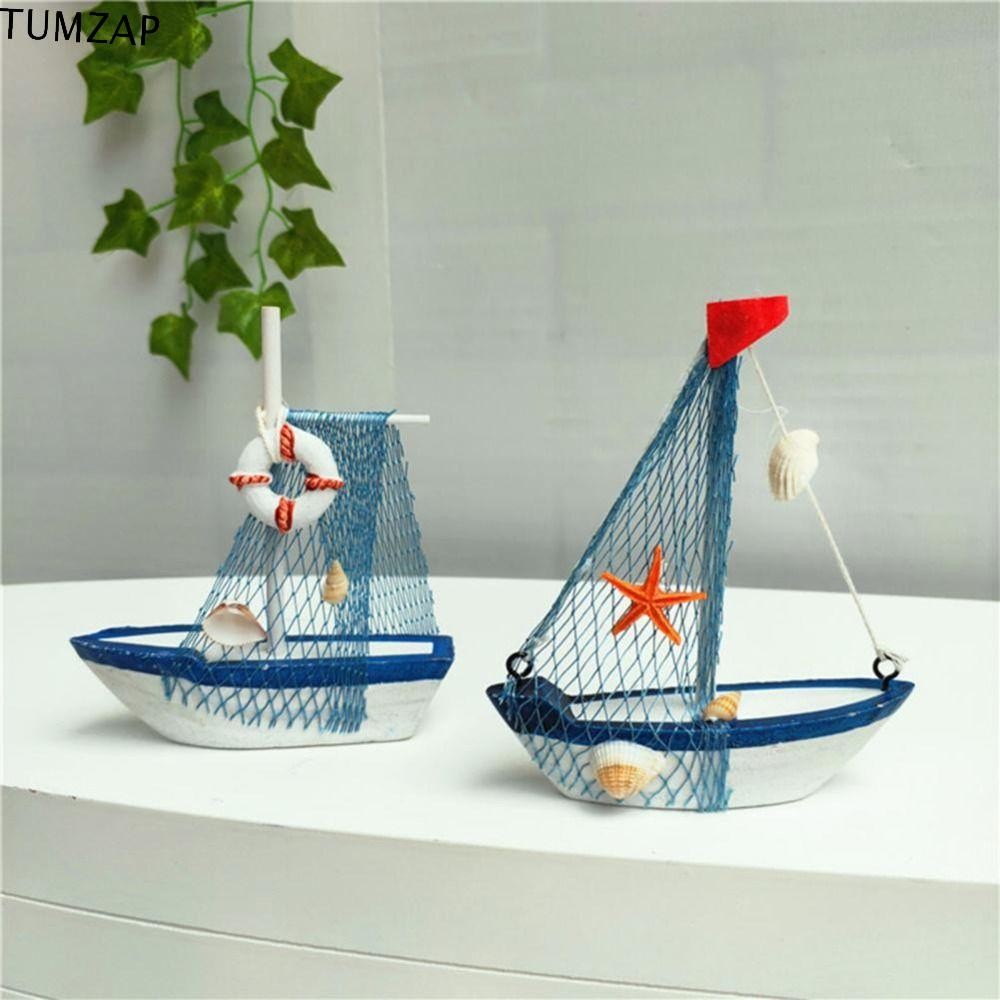 TUMZAP โมเดลเรือตกปลาไม้สไตล์เมดิเตอร์เรเนียน ของขวัญวันเกิดหรืองาน DIY ขนาดเล็ก