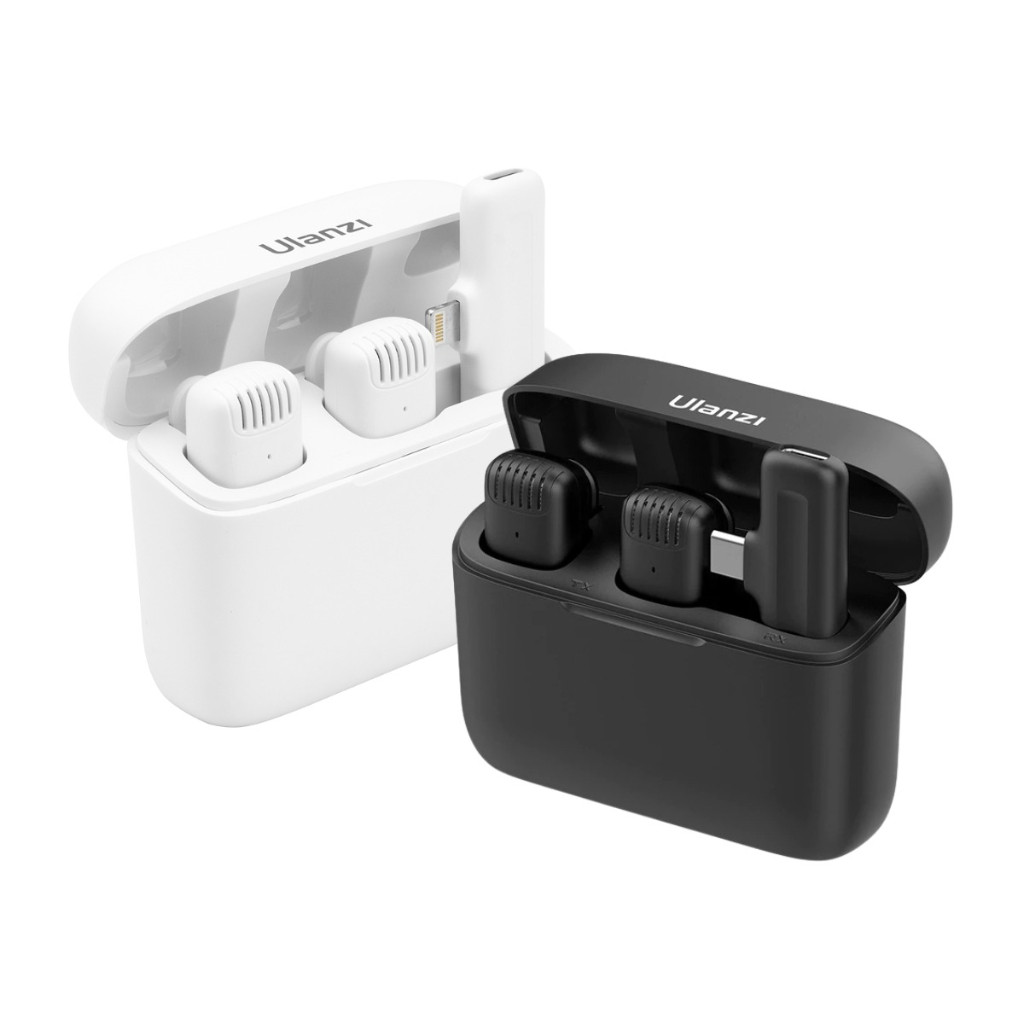 Ulanzi J12 2in1 Wireless Lavalier Microphone ไมค์ไร้สาย แบบคู่ ตัดเสียงรบกวนได้ พร้อมเคสชาร์จในตัว