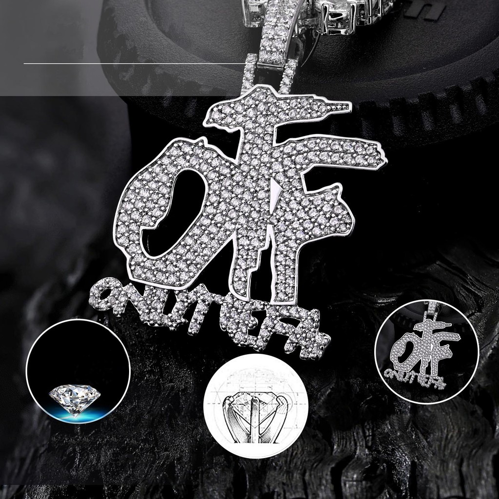 จี้เพชรเต็มตัวอักษร OTF สไตล์ Punk และ Hip-Hop สำหรับสร้อยคอยาว