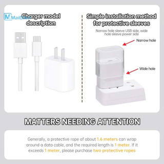 USB ป้องกันสายไฟ เคสป้องกัน เคสป้องกันที่ชาร์จคิตตี้ เหมาะสำหรับสายเคเบิลข้อมูล IP/Type-C แบบใส Android
