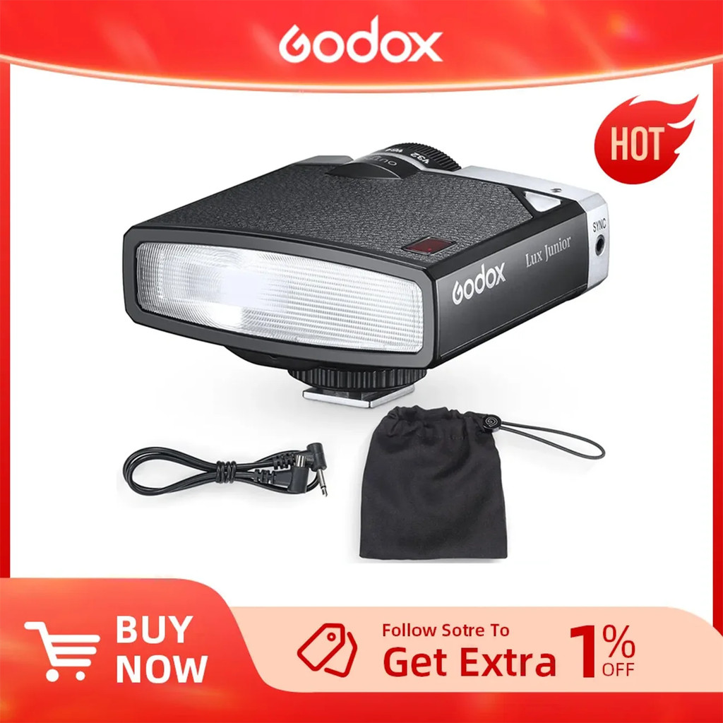 Godox GN12 Lux Junior Camera Flash 6000K±200K 7 ระดับแฟลช Speedlite Trigger สําหรับ Canon