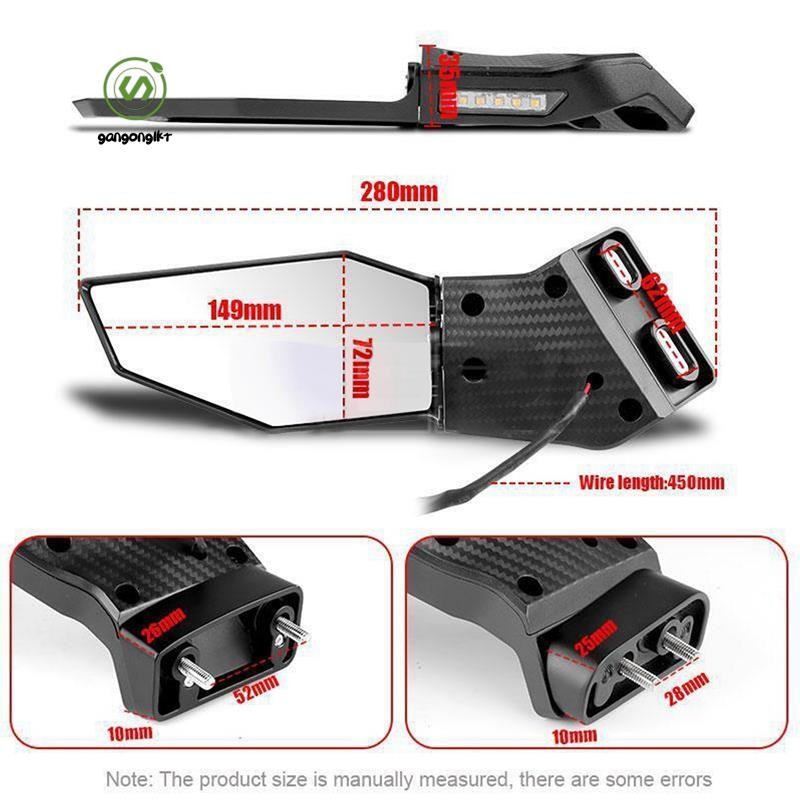 [gangong1kr]กระจกมองข้าง 1 คู่สําหรับ ZX6R ZX10R ZX12R