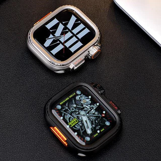 เคสโลหะผสมโลหะเคสโลหะ + สายซิลิโคนสําหรับ iWatch Ultra 1/2/3 49 มม.44 มม.45 มม.46 มม.IWatch Series 11 10 9 8 7 6 SE 5 4