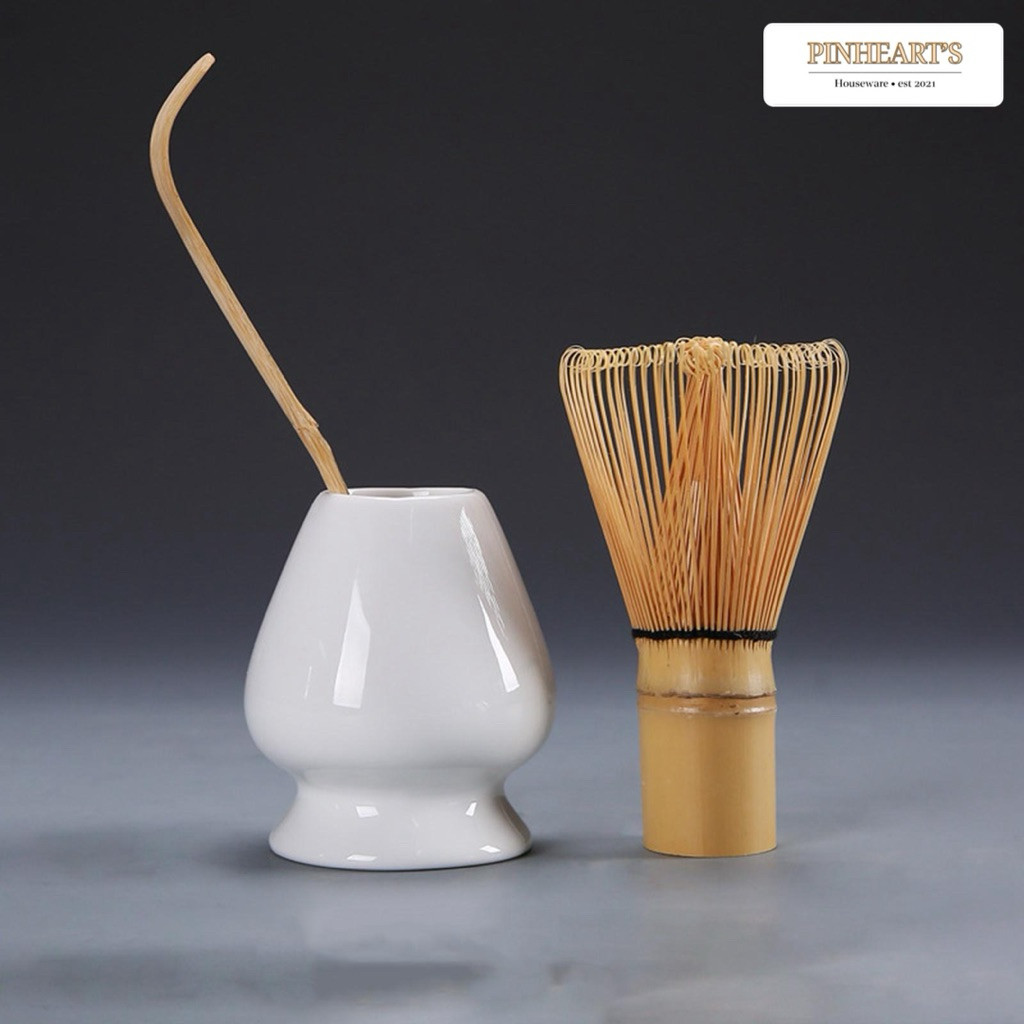 HSO - 3IN1 CERAMIC MATCHA TEA MIXER SET ONE TWO CUPS - สีขาว D-31