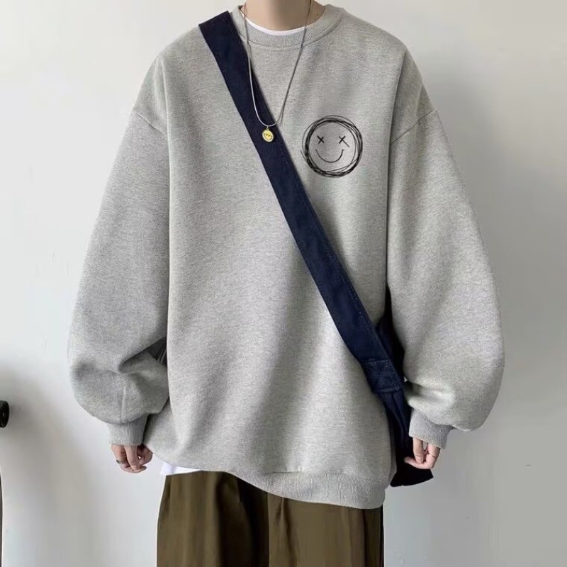 Simple Smiley Sweatshirt Loose Plus Size Sweatshirt