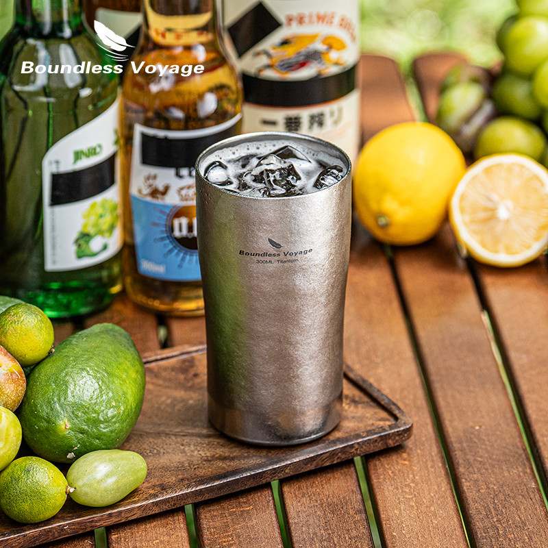 Oundless Voyage ไทเทเนียม Double-Walled เบียร์ถ้วย Ultralight กาแฟชาถ้วย Juicy สําหรับบ้านกลางแจ้ง Camping Picnic Ti3246D