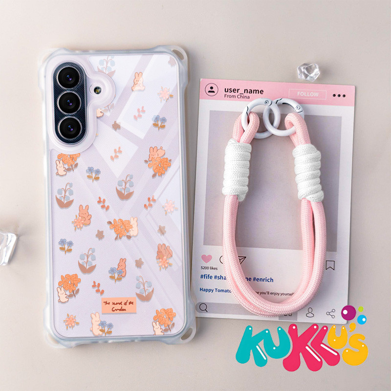 HP GANTUNGAN กระต่ายและดอกไม้เคสโทรศัพท์ + ไม้แขวนเสื้อสําหรับ Infinix Smart 10 9 8 Tecno Spark Go 1