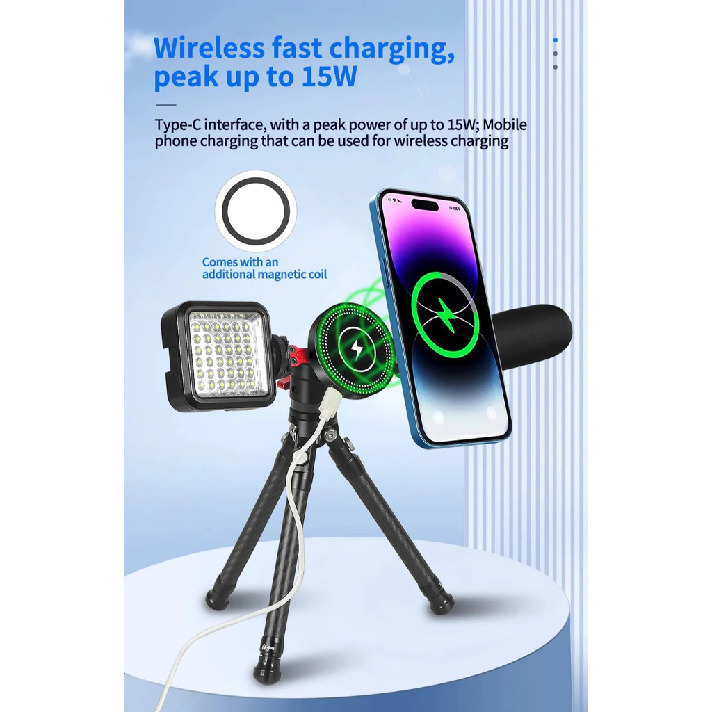 BGNING ถ้วยดูดแม่เหล็กที่วางโทรศัพท์มือถือ 360 Pan Tilt ปรับ 15W ชาร์จหัวบอลรองเท้าเย็น Mount สําหรับ MagSafe สมาร์ทโฟน thumbnail 5