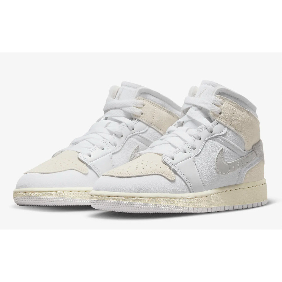 N&K Air Jordan 1 Mid SE Craft Inside Out สีขาว สีเทา FB9142-120 GS New PDYO