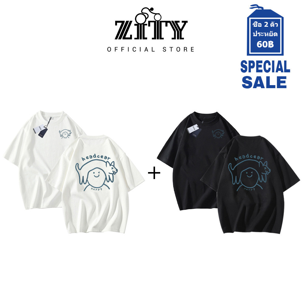 ZITY เสื้อยืด Cotton 100% ลาย cat Holiday T-shirt   ใส่สบาย Unisex ไซส์ Oversize ( พร้อมส่งค่ะ ) รับ COD S1 ราคา ถูกที่สุด ดีลบีเคเค แกลเลอรีภาพที่ 5
