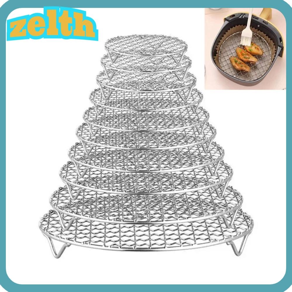 ZELTH Air Fryer Rack, Stackable Round Grid Grill, ทนทานพร้อมเท้าสแตนเลส Steam Baking Rack Home Kitchen เตาอบ Steamer Cooker