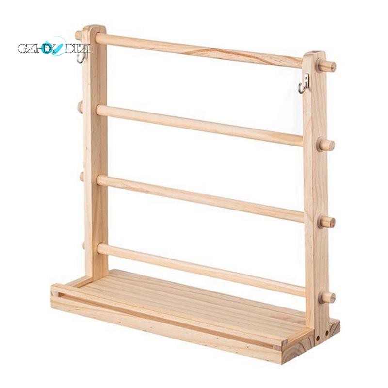 Gzhxdiizi4 ชั้นไม้ริบบิ้น Rack Ribbon Spool Holder Storage Display Shelf Craft Ribbon Stand สําหรับ 