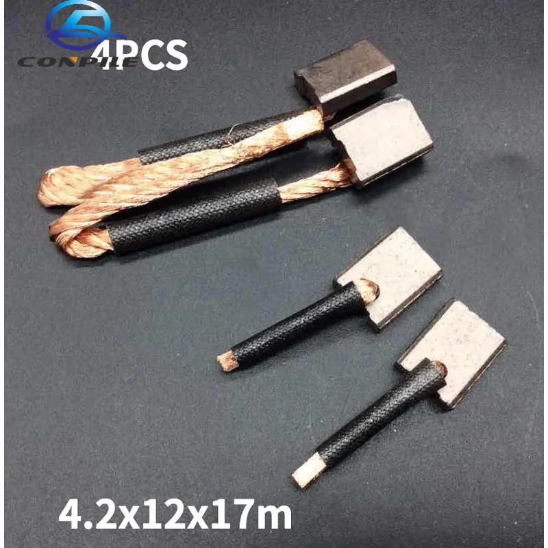 4pcs 4.2x12x17 มม.สําหรับ Mitsubishi 491 Jinbei BYD F3 รถสตาร์ทมอเตอร์แปรงคาร์บอนไฟฟ้า