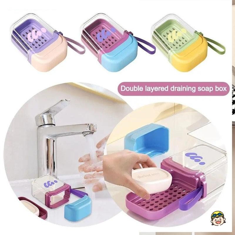 จานสบู่พลาสติกกันน้ําแบบพกพา - ถังล็อคป้องกันการรั่วที่ใส่สบู่สําหรับเดินทาง
