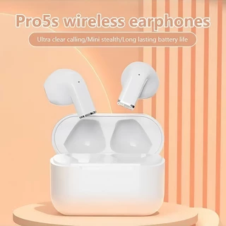 หูฟังบลูทูธไร้สาย Pro5s เอียร์บัดแบบด้ามจับสั้นสวมใส่สบายคุณภาพเสียงไฮไฟเข้ากันได้กับสมาร์ทโฟน Xiaomi และ Android