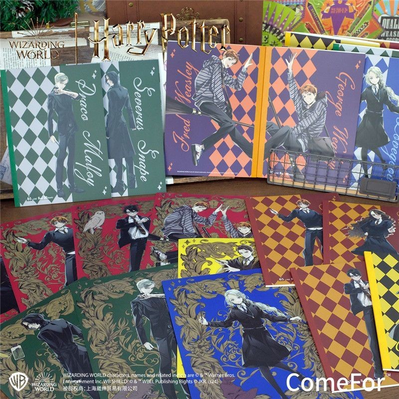 Harry Potter A4 Folder Joint Academy Character Series ของแท้ B5 สมุดบันทึกสําเนาอ่อนแนวนอน
